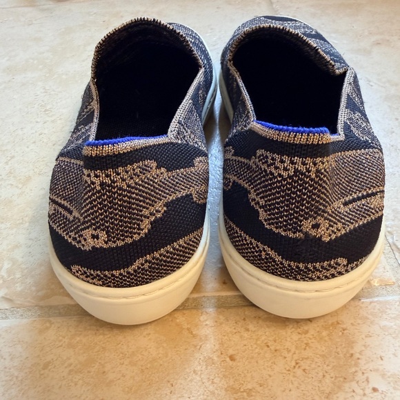 Rothy's The Original Slip On Sneaker in Golden Shimmer Rose Gold Black - Picture 2 of 3